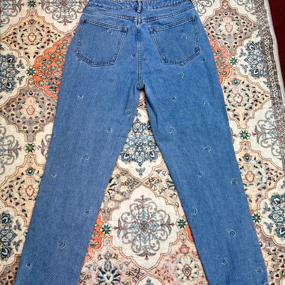 PACSUN Jeans Women size 26 MOM High Rise Waisted Embroidered Crescent Moons - Picture 2 of 7